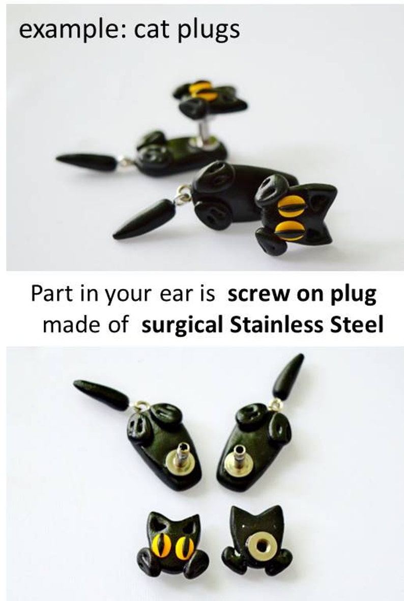 Dalmatian dog ear plugs dogs ear gauges Animal dangling gauges Etsy