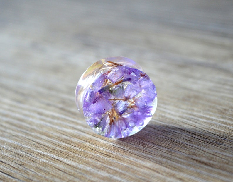 pressed flowers resin plugs real flower Gauges Plugs Gauge Plug Earrings ear plug natural plugs purple gauge flower ear tunnel floral Plug