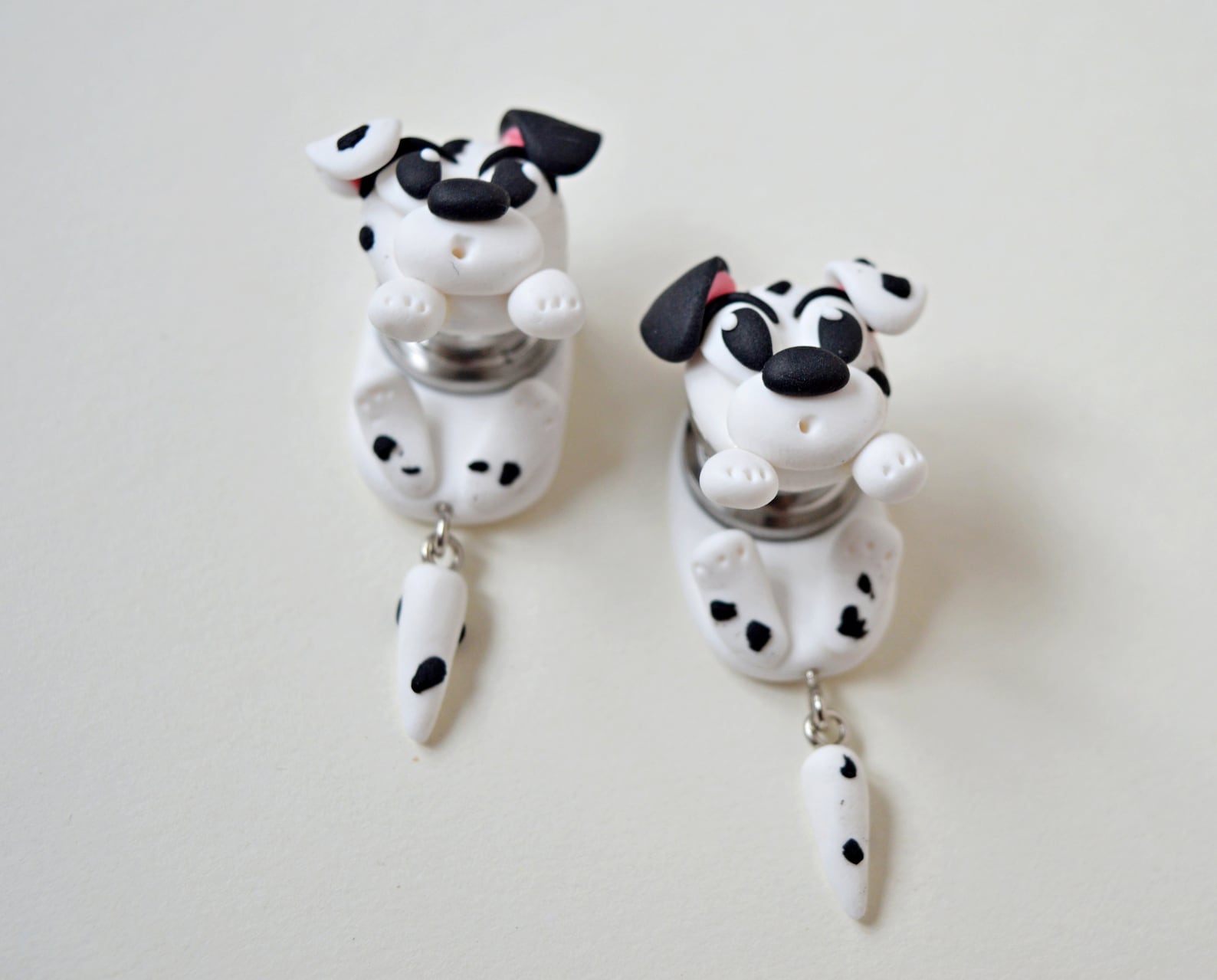 Dalmatian dog ear plugs dogs ear gauges Animal dangling gauges Etsy