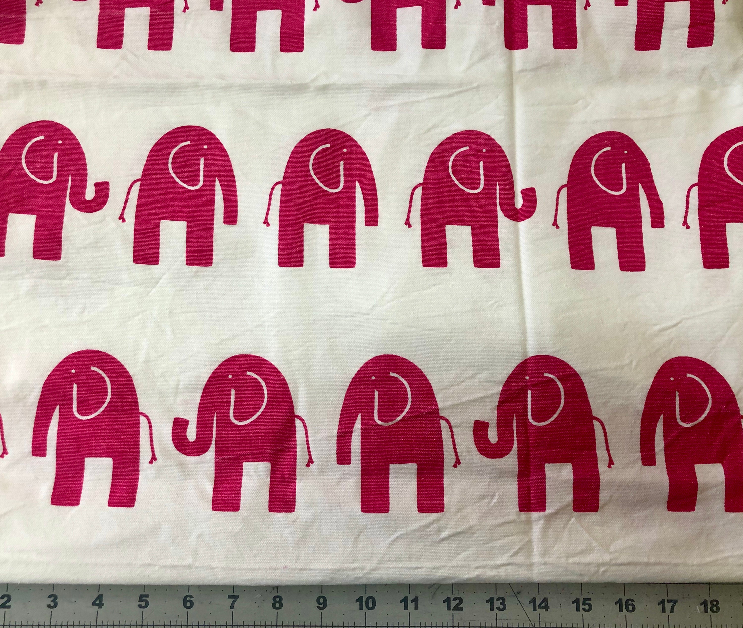 Pink Elephant Fabric by the yard Etsy