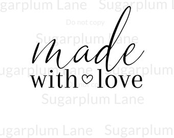 Made with Love PNG | Cricut Design | Handmade Tag | Valentine's Design