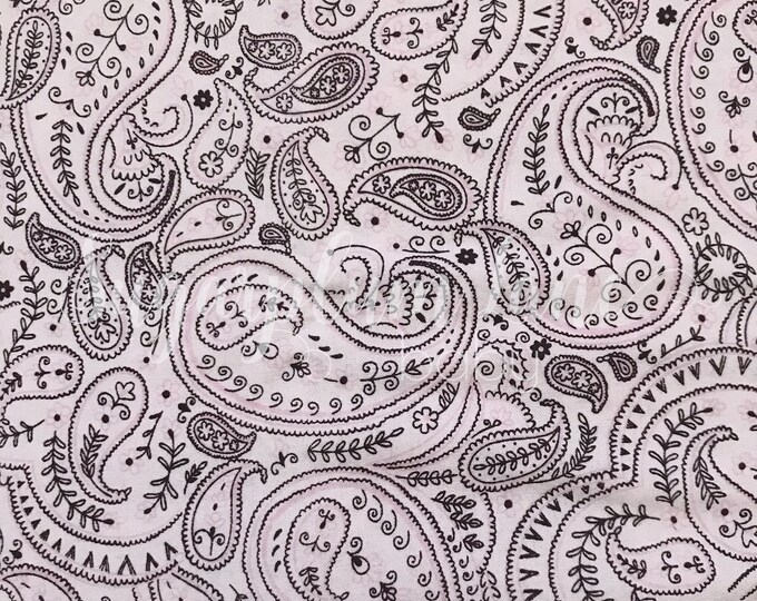 Light Pink Paisley Fabric by the Yard Etsy