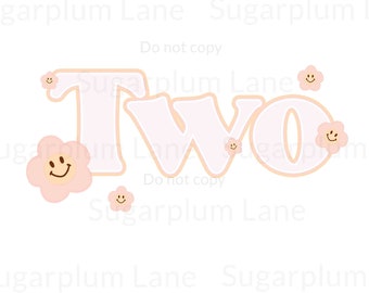 Two Retro Birthday PNG | Sublimation Design | 2nd Birthday | DTF Design