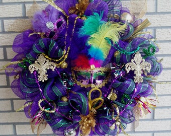 Mardi Gras Wreath,  Fat Tuesday Wreath, XXXL Mardi Gras Wreath,