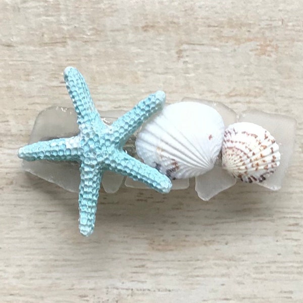 Shell Starfish Hair Clip Barrette Ocean Under The Sea Hairstyle Turtle Beach Wedding Mermaid Costume Hawaiian Luau Surfer Girl Music Fest