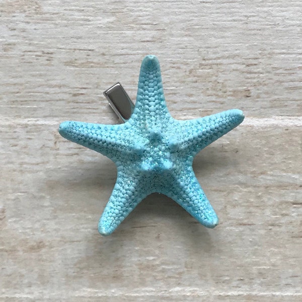 Starfish Hair Clip Blue Turquoise Glitter Ocean Beach Wedding Mermaid Costume Halloween Hawaii Luau Tropical Island Music Fest Surfer Girl