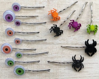 Bug Hair Pin Spider Creepy Crawly Wiggle Eye Halloween Fun Hairstyle Goth Wedding Costume Party Insect Cosplay Bride of Frankenstein Zombie