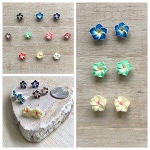 Plumeria Flower Earrings SMALL Fragipani Tropical Island Hawaii Luau Party Beach Jewelry Summer Wedding Ocean Sea Hibiscus Mother's Day Gift