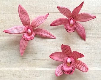 Orchid Hair Clip Pink Silk Flower Hippie Mermaid Costume Pin Up Girl Rockabilly Surfer Girl Beach Wedding Tropical Hawaiian Luau Music Fest