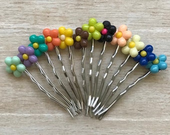 Daisy Flower Power Hair Pin Tropical Island Spring Garden Nature Cottage Hippie Chick Boho Wedding Music Fest Birthday Party Favor Gift Cute