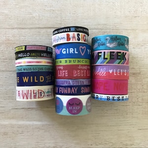 Destash Washi Tape Diario sin usar Diario Álbum de recortes Espíritu libre salvaje Domingo Funday Fin de semana de abrazos Mejor día Amantes del café Amigos para siempre BFF