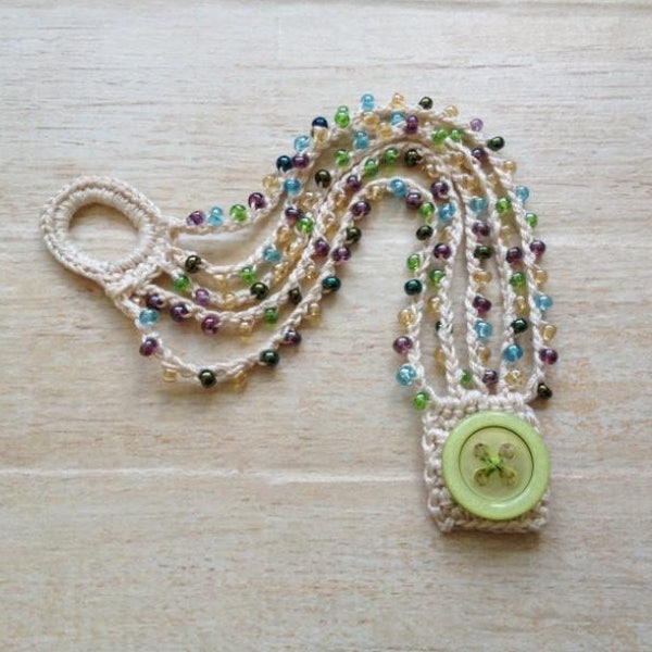 Crochet Beaded Bracelet Beach Jewelry Boho Gypsy Hippie Glass Beads Retro Music Festival Sea Surfer Girl Preteen Teen Adult Friend Gift