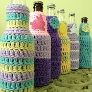 Pasqua primavera uncinetto birra bottiglia di soda può dispositivo di raffreddamento bomboniera bottiglia maglione bevanda bevanda estate matrimonio decorazioni per la tavola regalo hostess fatto a mano