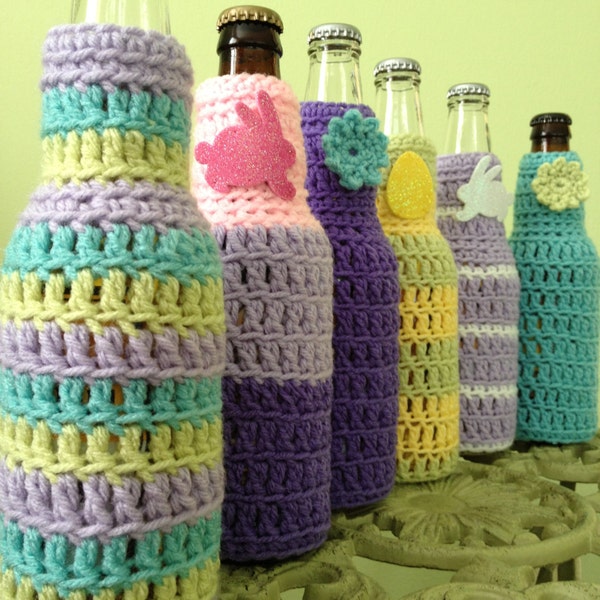 Pâques Printemps Crochet Bière Soda Bouteille Peut Refroidisseur Party Favor Bouteille Chandail Boisson Boisson D'été Table De Mariage Décor À La Main Hôtesse Cadeau