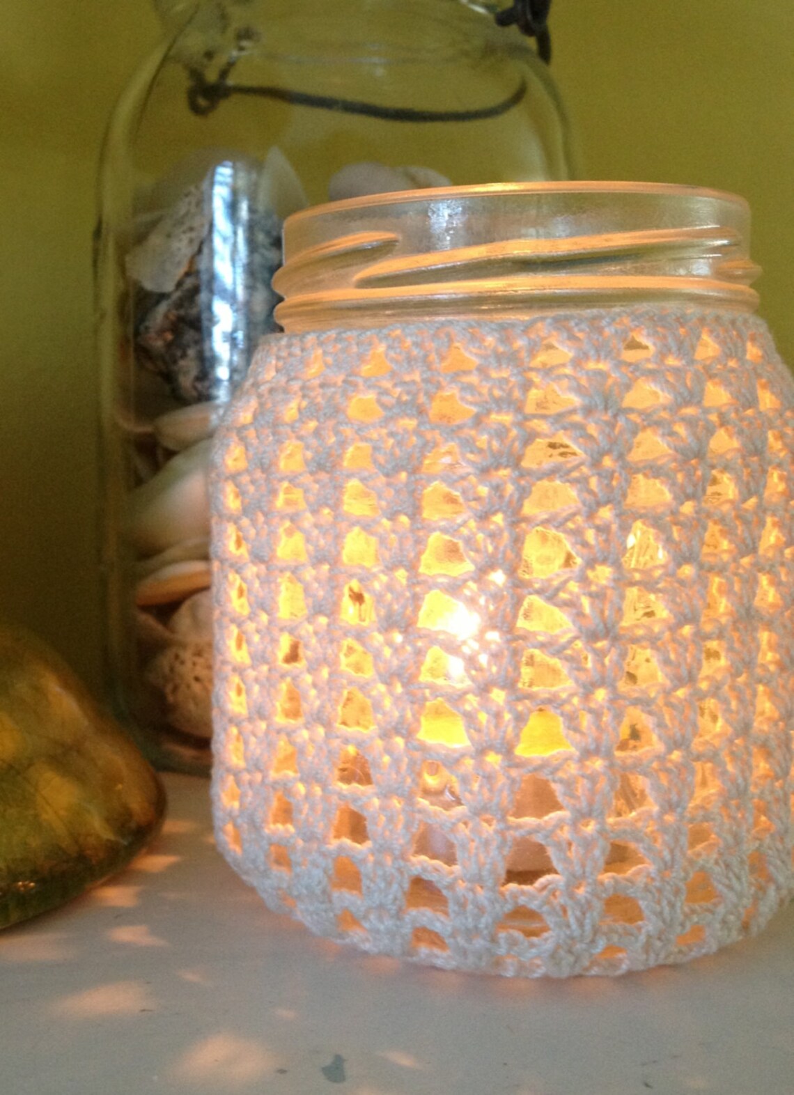 Crocheted Mason Jar Cover Half Pint Pint Quart Cottage Style Etsy