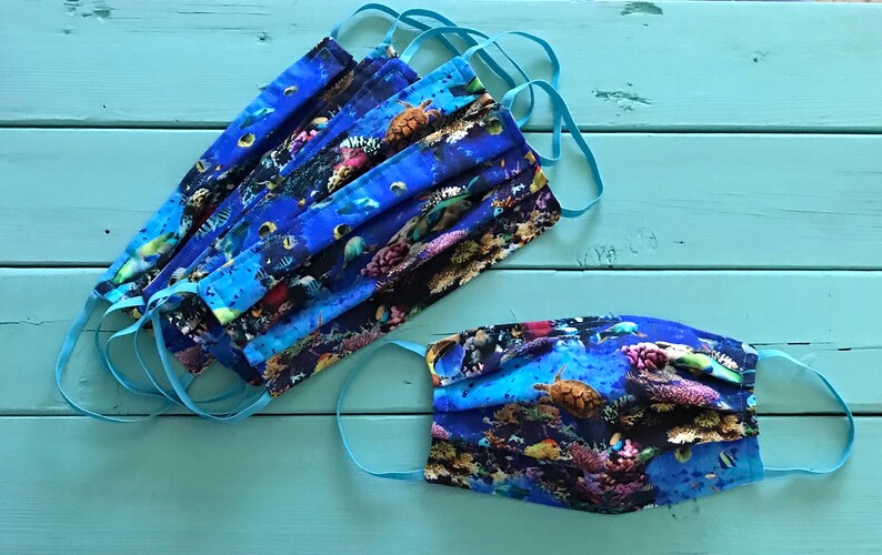 Face Mask Tropical Reef Coral Under The Sea Cotton Fabric Etsy Face Mask Tropical Reef Coral Under The Sea Cotton Fabric Etsy
