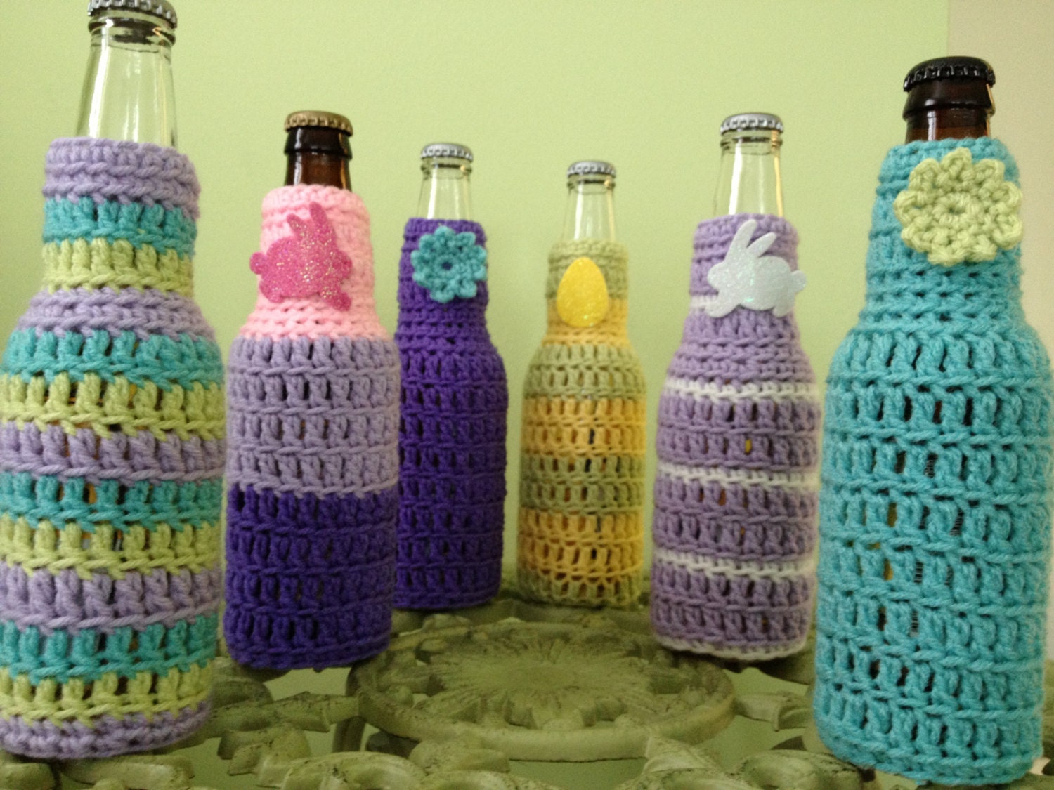 Easter Spring Crochet Beer Soda Bottle Can Cooler Party Favor