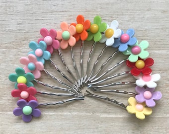 Flower Power Hair Pin Tropical Island Daisy Spring Garden Nature Cottage Hippie Chick Boho Wedding Music Fest Birthday Party Favor Gift Cute