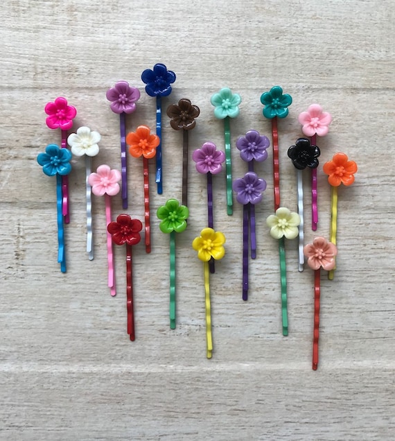 Flower Hair Pin Set Hibiscus Hippie Festival Boho Beach Wedding Surfer Girl Tropical Island Hawaiian Luau Cottagecore Birthday Party Favor