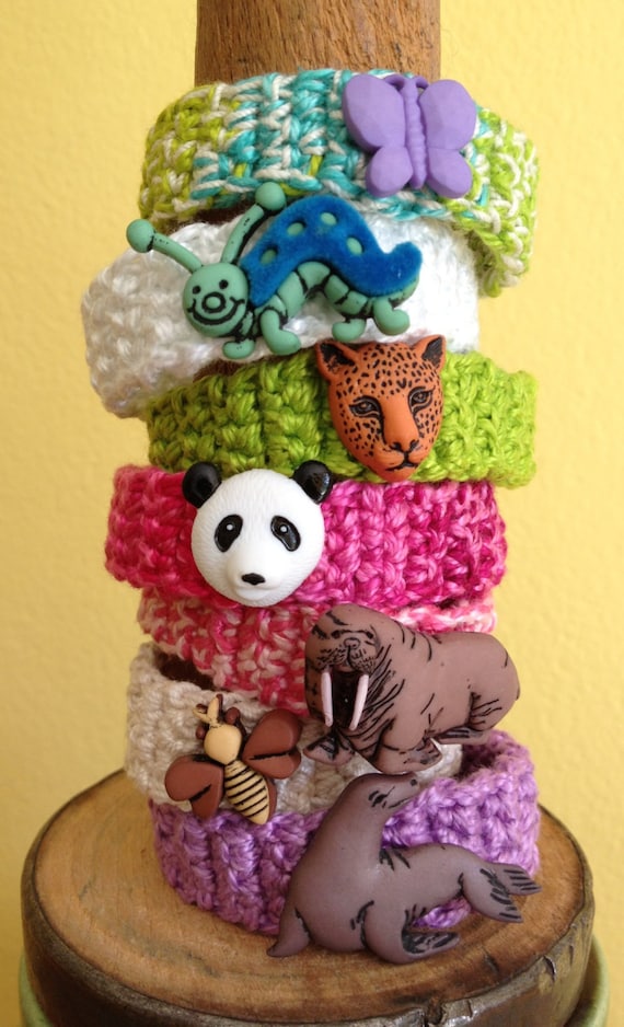 Friendship Bracelet Animal Buttons Insect Circus Zoo Wild Nature Theme Birthday Party Favor Crochet Leopard Walrus Seal Child Preteen Gift