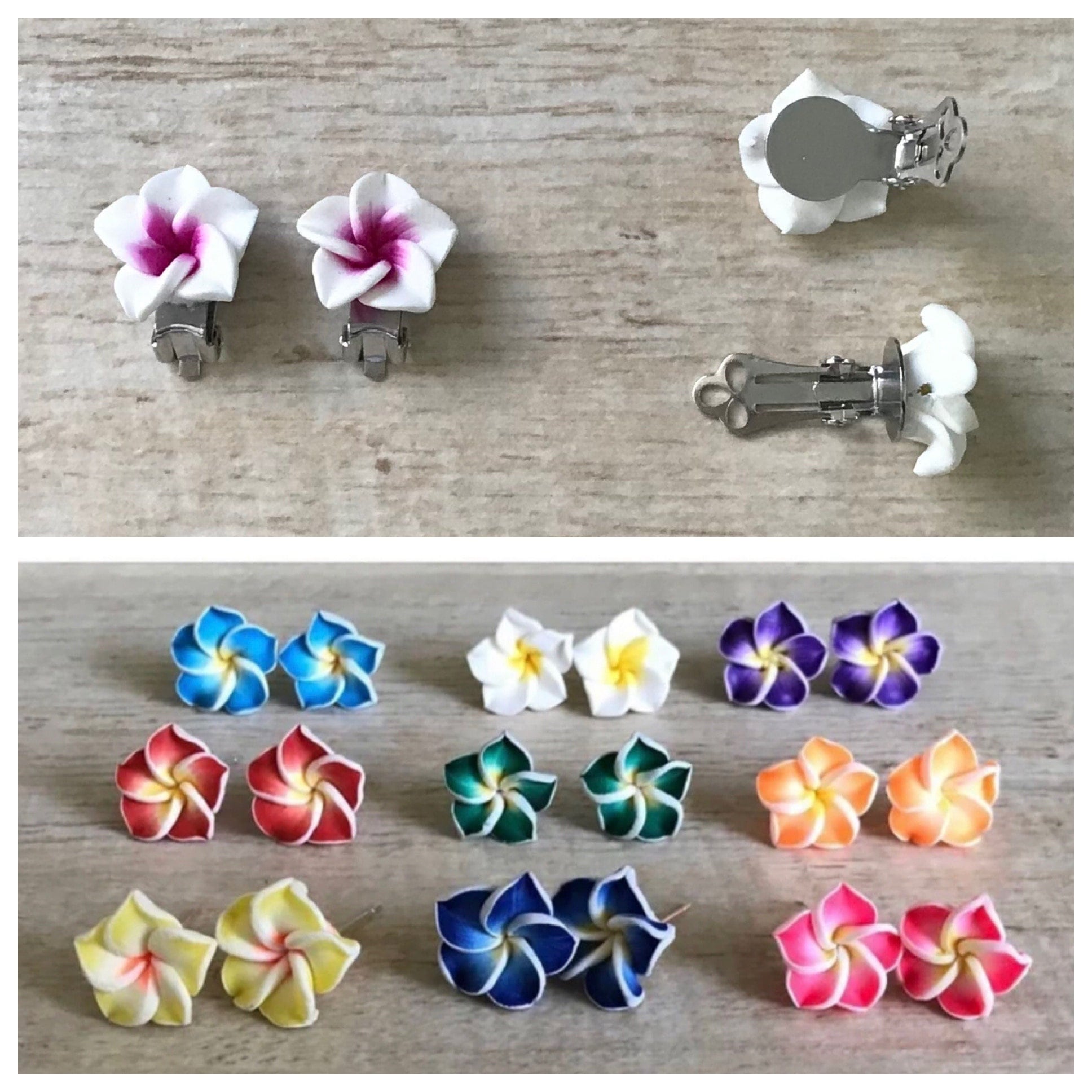 PHOGARY 6 Paia Orecchini Bambina A Fiore, Set Di Orecchini Plumeria Per Donna Orecchini In Argilla Polimerica In Stile Tropicale Boemo Luau Orecchini Da Sposa Spiaggia Vacanza Hawaiana, A