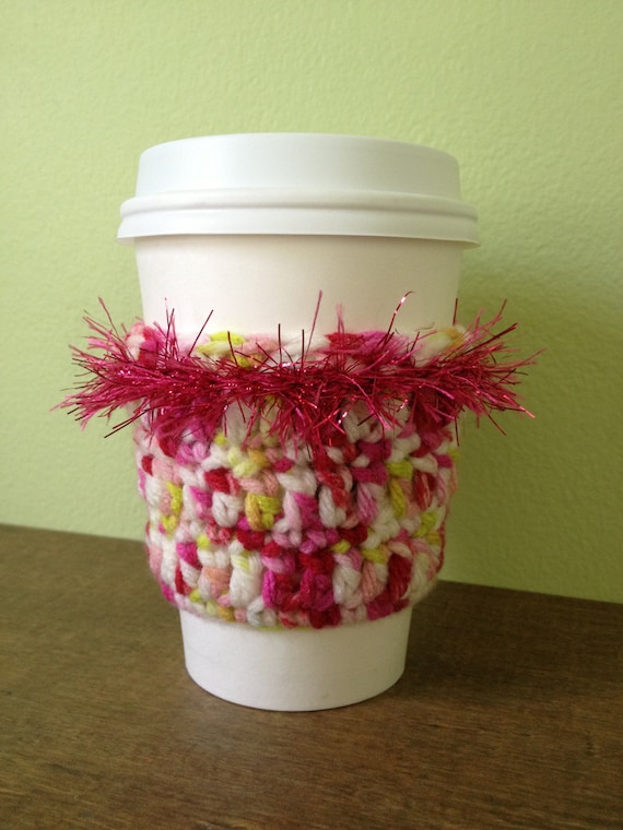 Coffee Cup Sleeve Ugly Christmas Sweater Tacky Crochet Coffee Hot Drink Cover Hostess Gift Secret Santa White Elephant Holiday Office Party