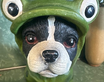 Estatua de perro Boston Terrier estilo vintage de Cracker Barrel, decoración bohemia