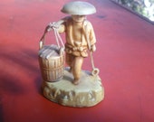Japanese scene, diorama scene, celluloide man, netsuke scene, celluloide carved scene, hand carved, Japan souvenir, man with buckets