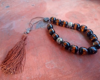 Vintage comboloi, Greek compoloi, worry beads, brown sparkling beads, relaxation, gift for him, Greek souvenir (kom2)