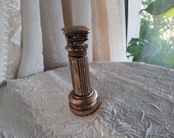 Vintage brass miniature ancient Greek column, neoclassical pilar, dollhouse prop, fairy garden decor, Ionic order column, Acropolis (kom5)