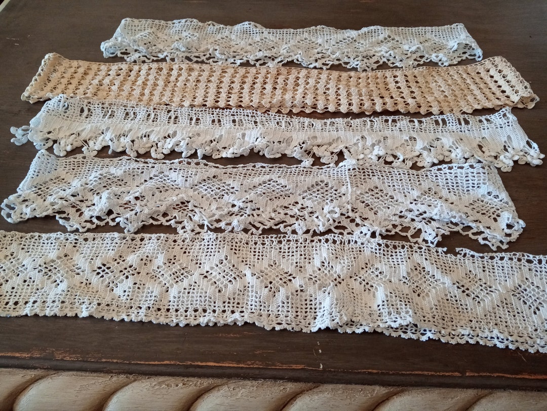 5 Pieces of Lace Pillow Lace Lacework White and Beige Etsy
