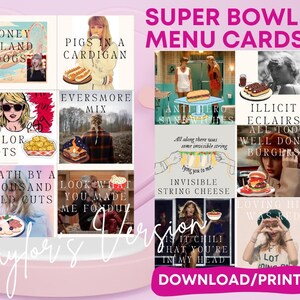 Taylor Swift Super Bowl Party Menu Cards