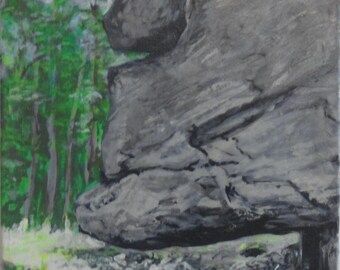 Original Painting Acrylic Nature Still Life Balance Rock Pittsfield Massachusetts 18x24