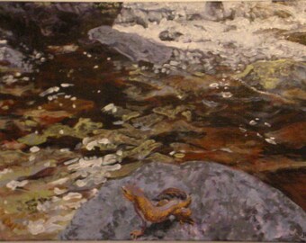 Original Painting Acrylic Skink Waterfall Rock Wahconah Falls 18&quot;x24&quot;x.075&quot; 2019