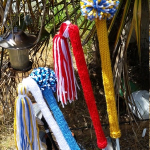 Alignment Stick Headcover, Custom Hand Knit Golf Club Headcover for Alignment Sticks, 12&quot;, any color, solid, stripes, poms or tassels