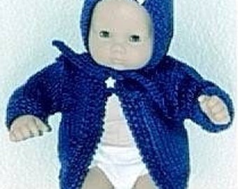 SALE KNITTING PATTERN Instant Download Adorable Jacket and Bow-Adorned Bonnet for Baby and Other 15 Inch Dolls Doll Sweater