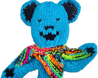 Hand Knit Dancing Bear Golf Club Headcover • Custom Acrylic Gift • Retro Style