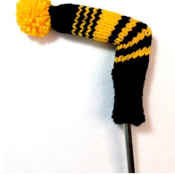 DIY KNITTING PATTERN Download Designer Black & Neon Blade Putter Cover Funky Golf Gift for Golfers. Yellow, Pink, Purple, Green, Orange