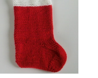 Fast and Easy to Knit Two Needle Christmas Stocking 10 Inches long Red Christmas Stocking UPDATED with helpful tips for Beginning Knitters