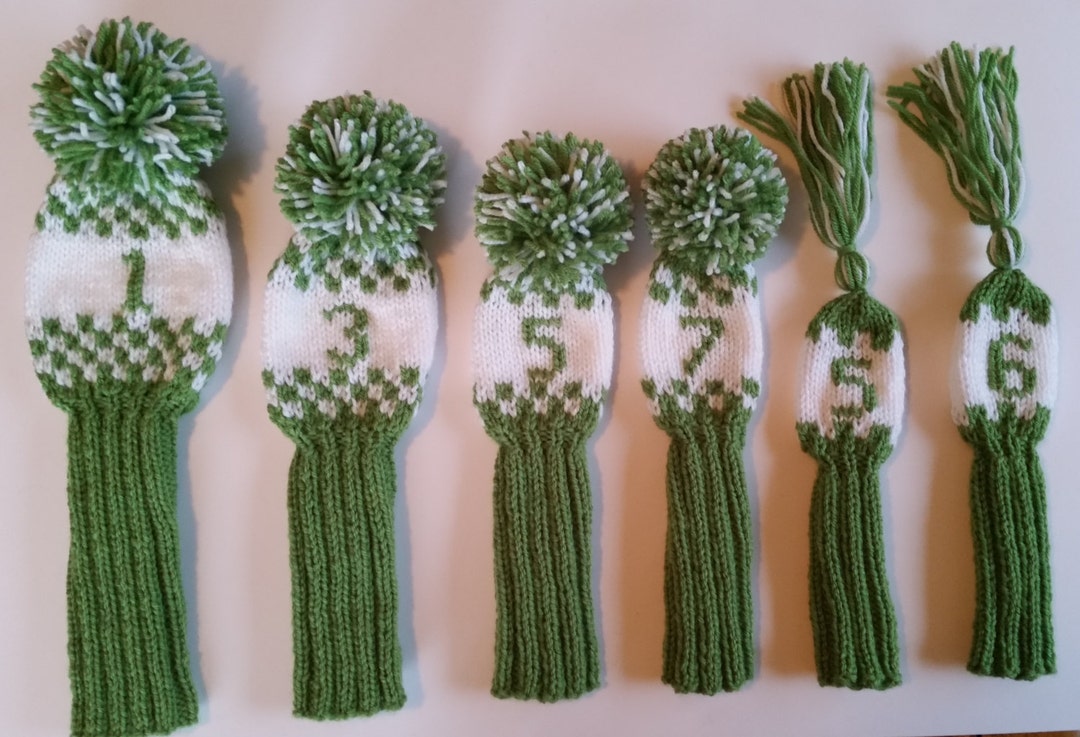 Set of 6 CUSTOMIZED Hand Knit Retro Golf Club Headcovers for Etsy