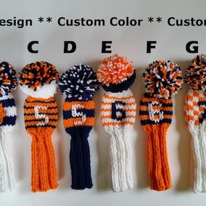 BEST DESIGN Hand Knit Golf Headcovers CUSTOM Mix 'n Match for Irons, Hybrids Woods Drivers Choose Design A-H and Color Scheme Order 1 or set