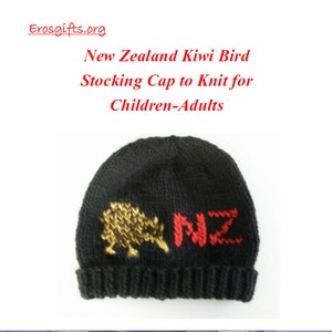 NIEUW BREIpatroon Nieuw-Zeelandse Kiwi-kousmuts voor kinderen, tieners en volwassenen plus bedreigde kiwivogel Informatieblad