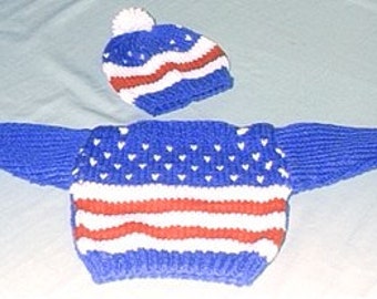 Patriotic Red White Blue Sweater for Babies 3, 6, 9, 12 months to hand knit KNITTING PATTERN Instant Download