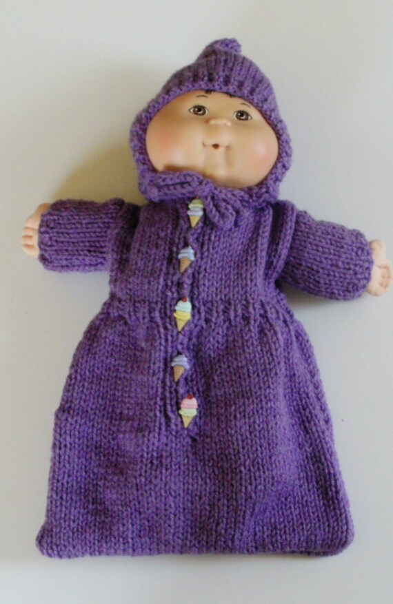 New Pattern Purple Bunting Sleeping Bag Doll Clothes For Cabbage Patch Baby Kid Girl Boy 13 15 Inches Easy To Knit Knitting Pattern
