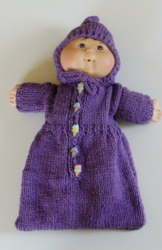 New Pattern Purple Bunting Sleeping Bag Doll Clothes For Cabbage Patch Baby Kid Girl Boy 13 15 Inches Easy To Knit Knitting Pattern