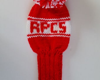 Personalized Oversized Driver Golf Headcover • Red & White Pom