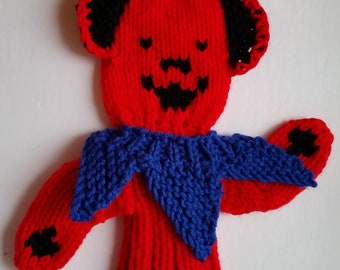 Dancing Bear Golf Club Head Cover, Inspired by Grateful Dead's Marching Bears Your Choice of Bear and Scarf Colors, Hand Knit, Fun Gift