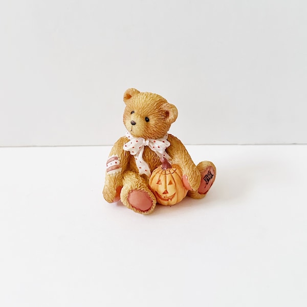 Cherished Teddies  Porcelain Figurine - October Bear With Pumpkin