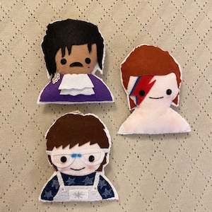 Prince, Ziggy, Elton Feltie Ornaments