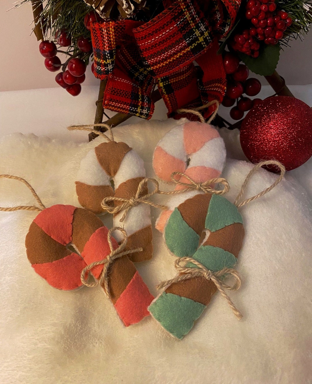 Felt Candy Cane Ornaments Etsy